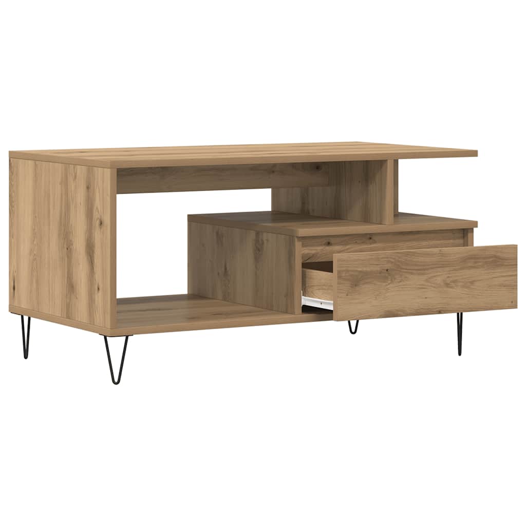 vidaXL Table basse chêne artisanal 90x49x45 cm bois d'ingénierie