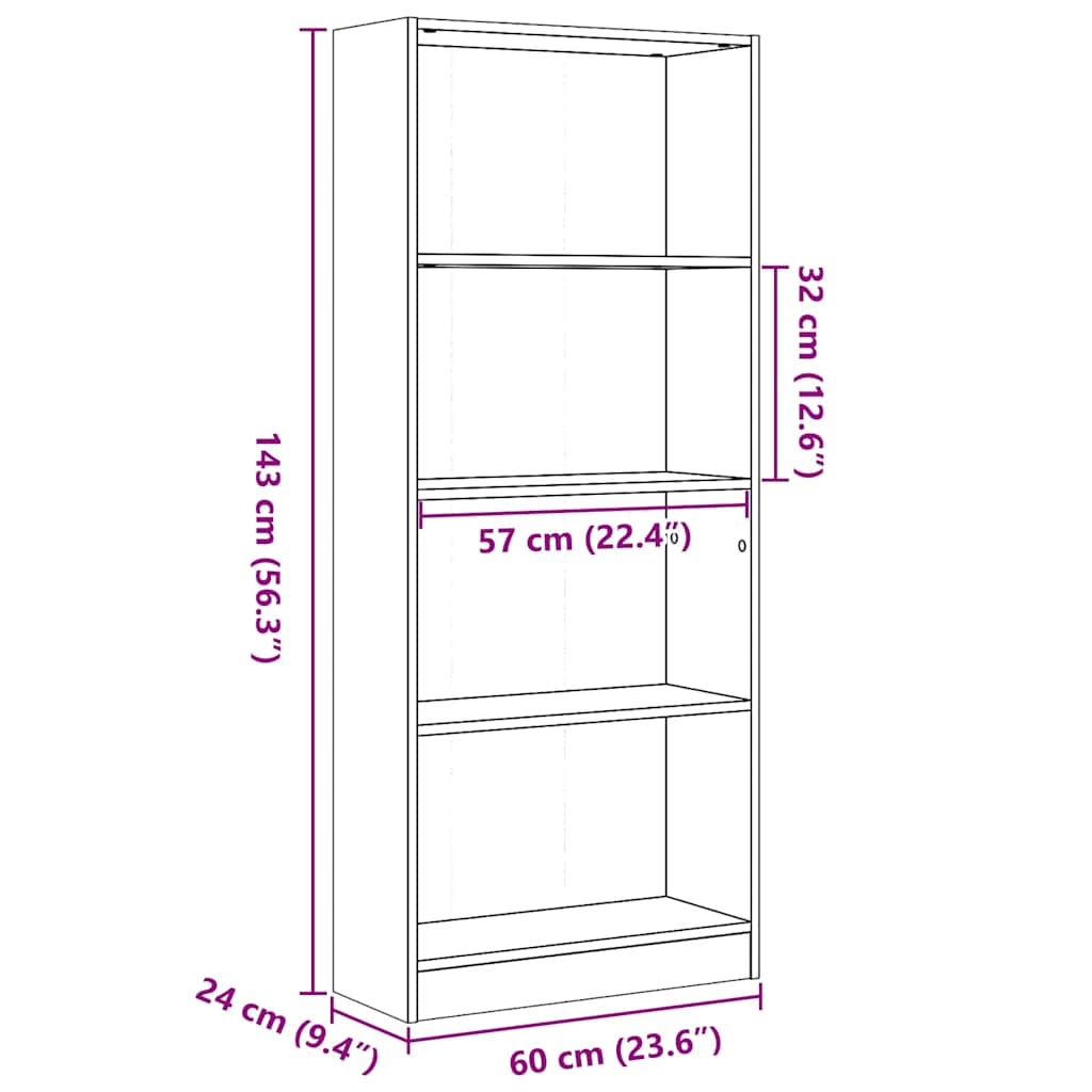 vidaXL Bibliothèque blanc brillant 60x24x143 cm Bois d'ingénierie