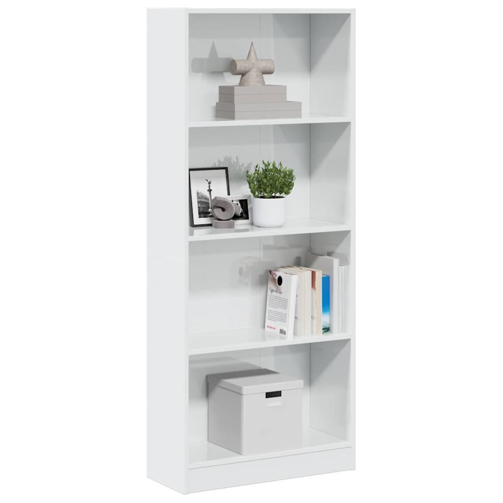 vidaXL Bibliothèque blanc brillant 60x24x143 cm Bois d'ingénierie