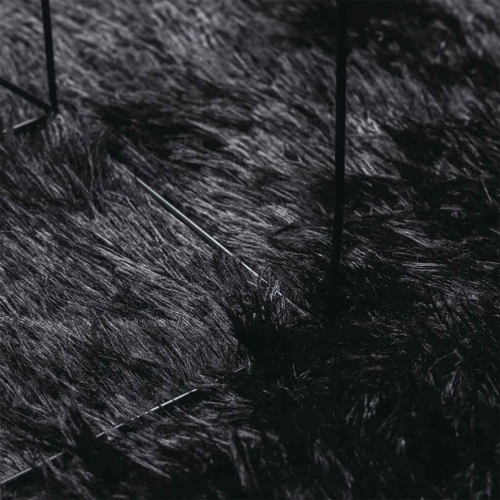 Teppich Shaggy Hochflor NAVARRA Schwarz 60x100 cm Polyester