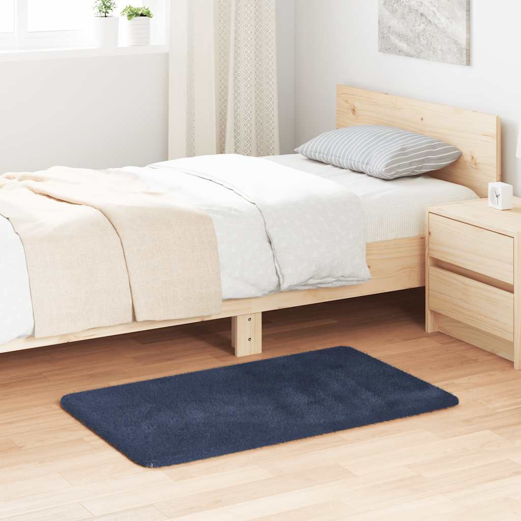 vidaXL Tapis shaggy à poils longs NAVARRA Bleu marine 60x100 cm Polyester