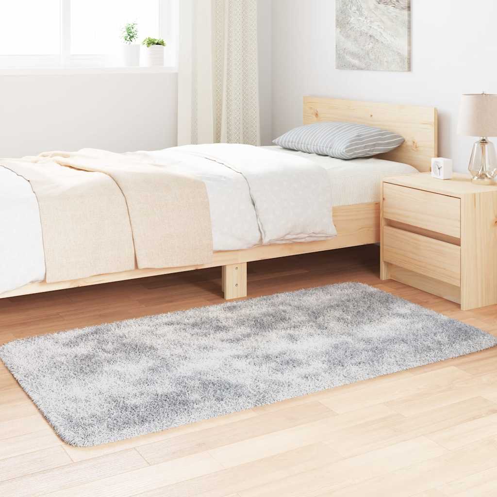 vidaXL Teppich Shaggy Hochflor NAVARRA Silbergrau 80x150 cm Polyester