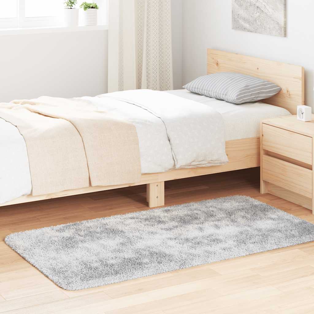 vidaXL Teppich Shaggy Hochflor NAVARRA Silbergrau 80x150 cm Polyester