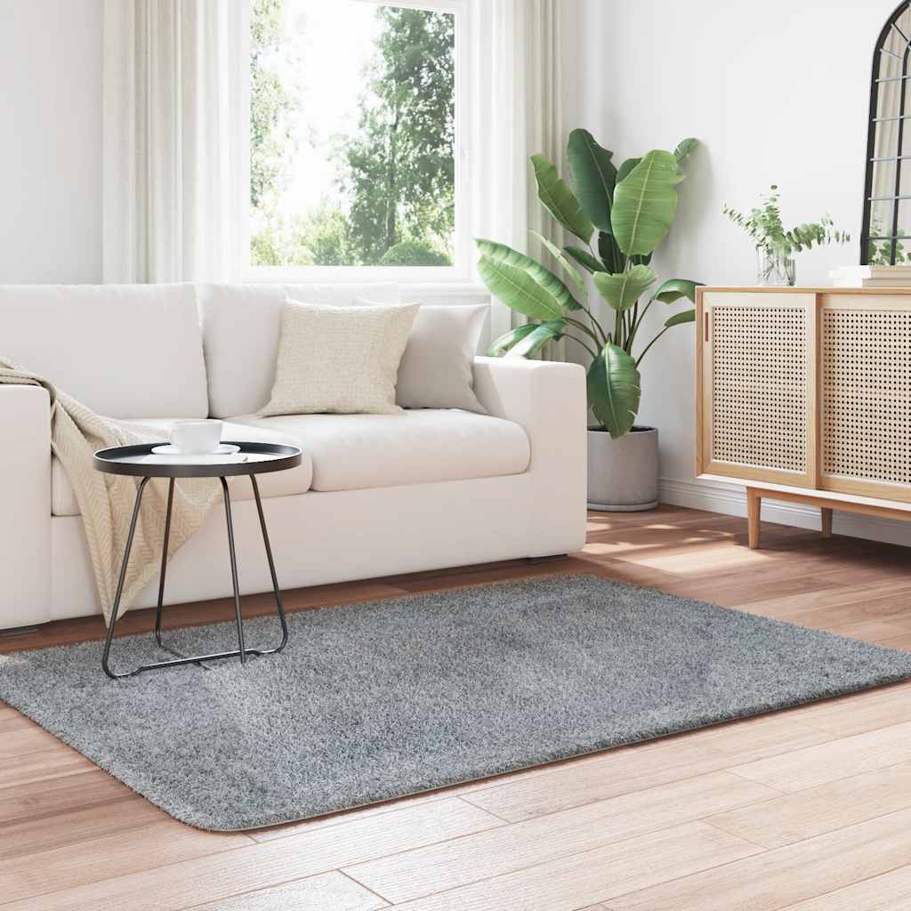 vidaXL Teppich Shaggy Hochflor NAVARRA Hellgrau 120x170 cm Polyester
