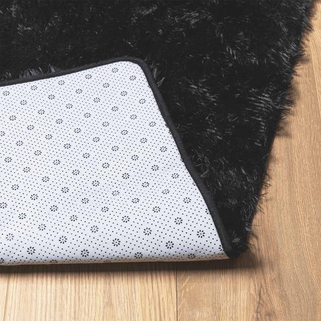 vidaXL Teppich Shaggy Hochflor NAVARRA Schwarz 130x200 cm Polyester