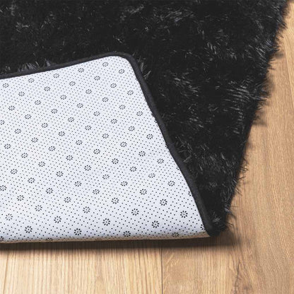 vidaXL Teppich Shaggy Hochflor NAVARRA Schwarz 130x200 cm Polyester