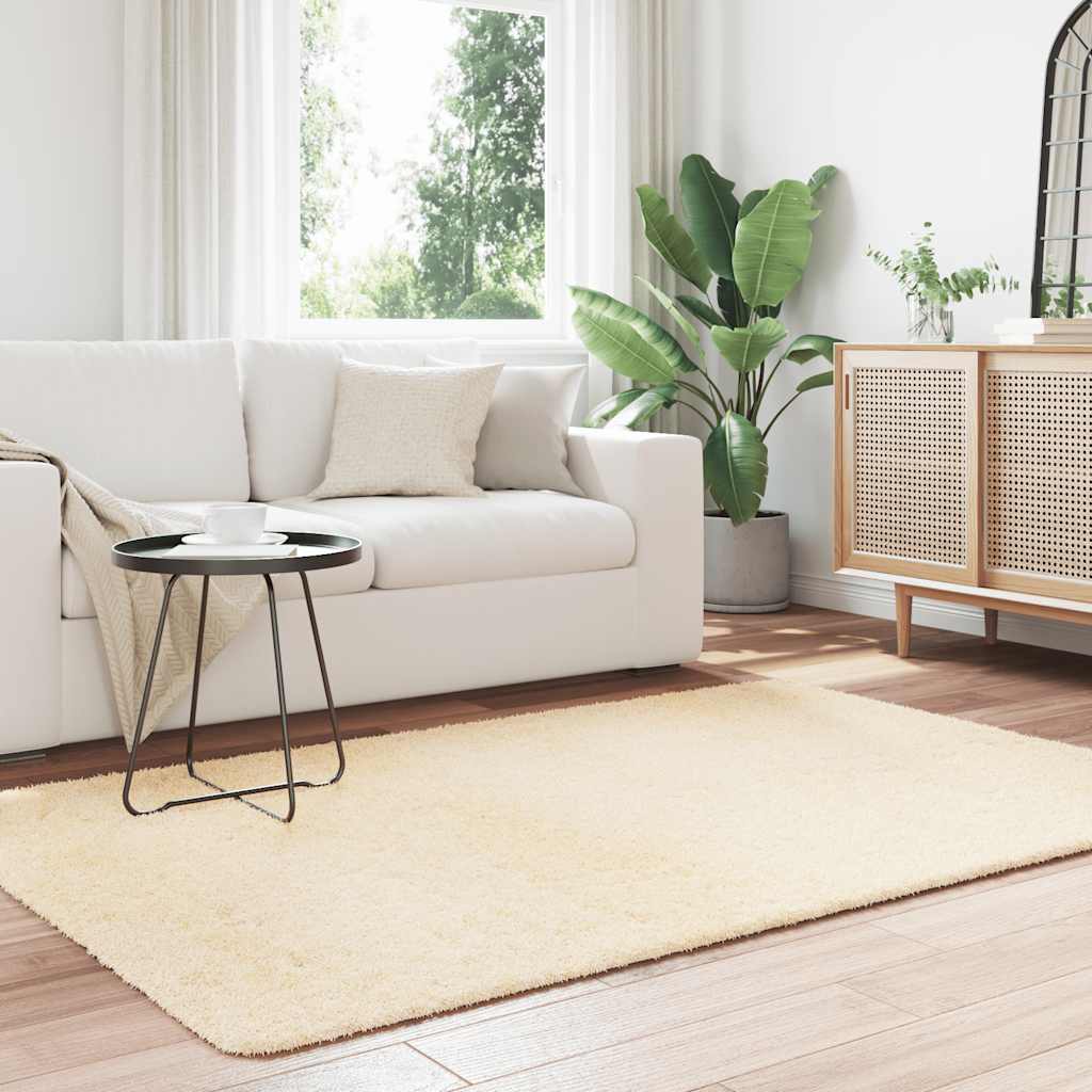 vidaXL Teppich Shaggy Hochflor NAVARRA Creme 130x200 cm Polyester