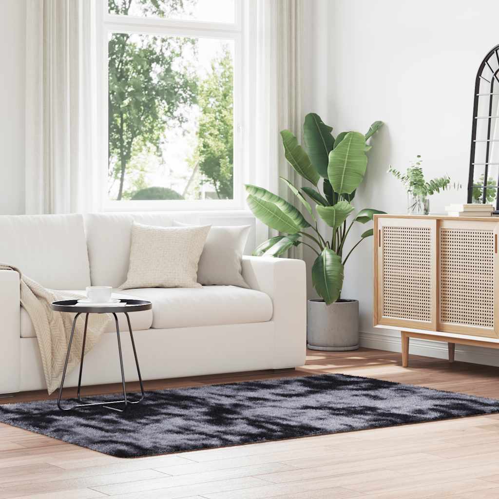 vidaXL Teppich Shaggy Hochflor NAVARRA Dunkelgrau 130x200 cm Polyester