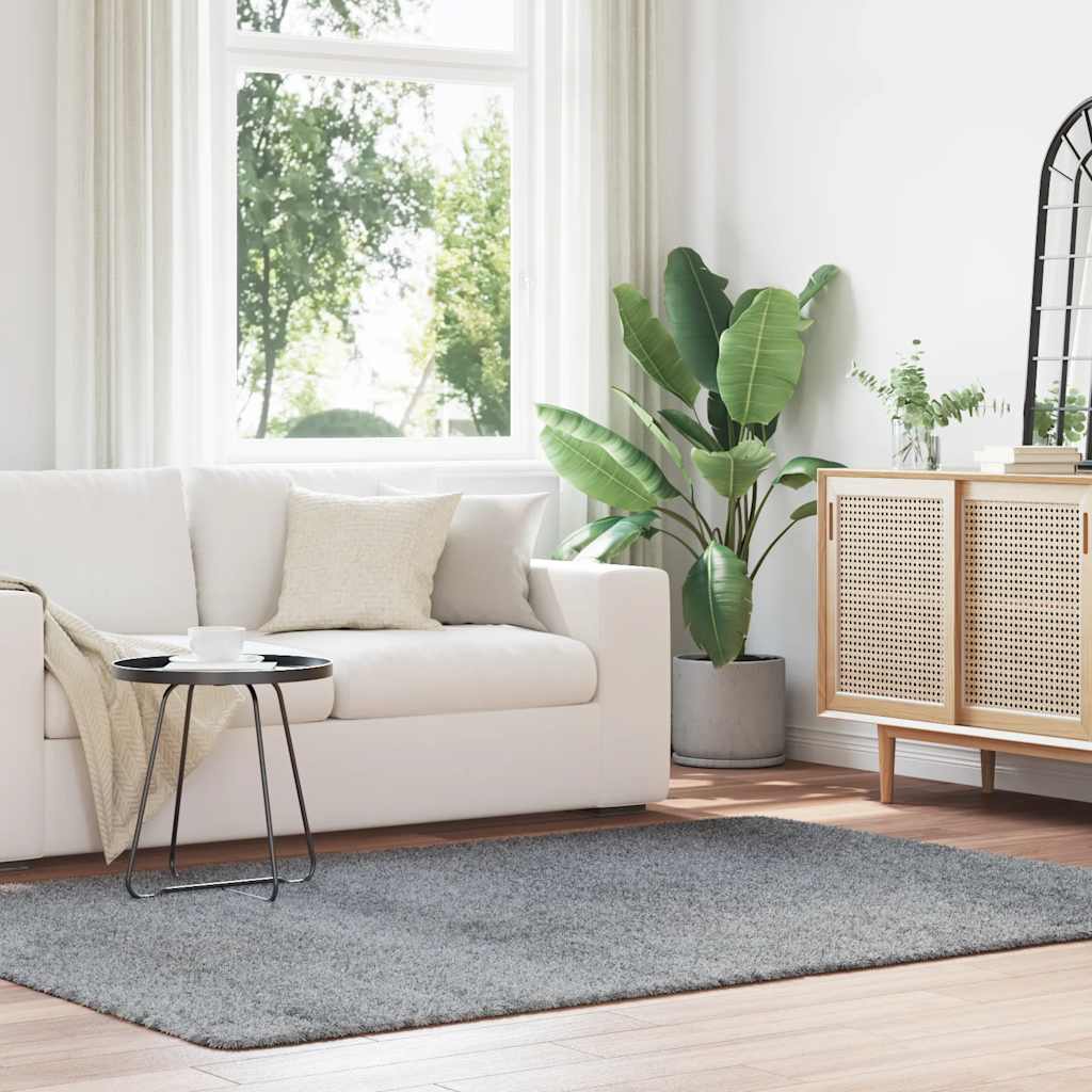 vidaXL Teppich Shaggy Hochflor NAVARRA Hellgrau 160x230 cm Polyester