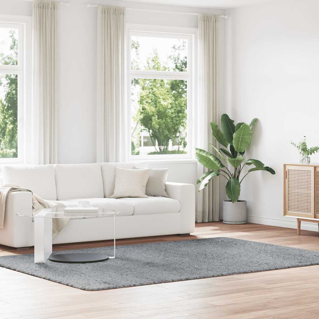 vidaXL Teppich Shaggy Hochflor NAVARRA Hellgrau 200x290 cm Polyester