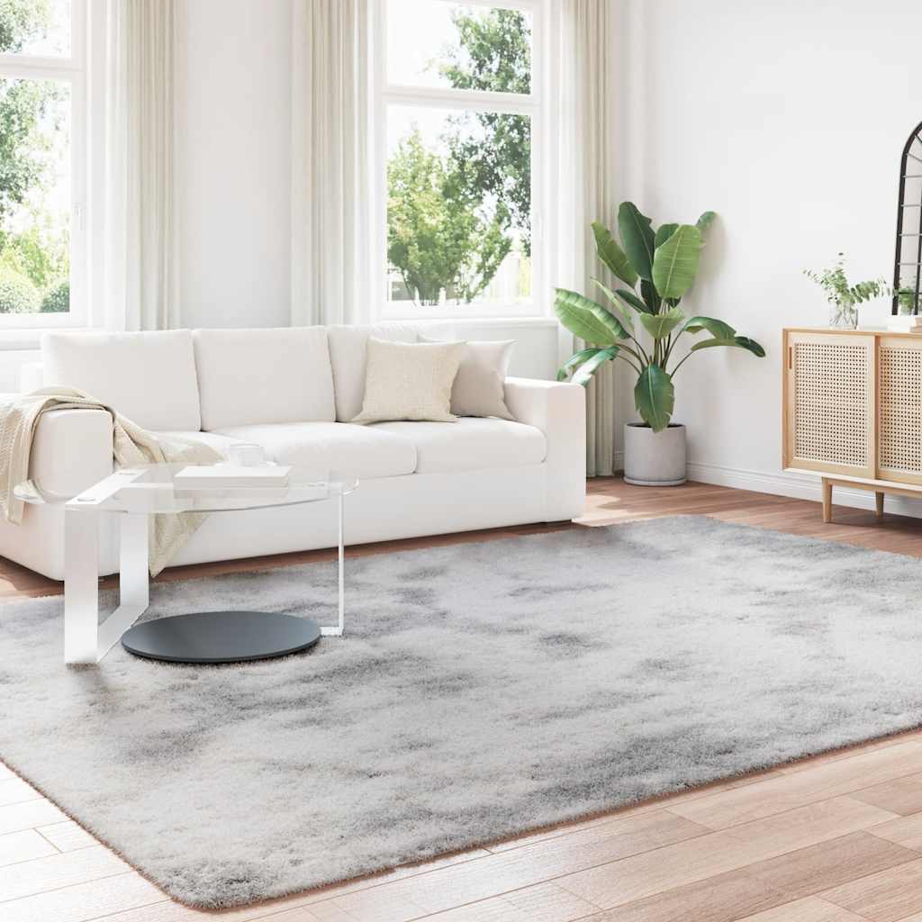 vidaXL Teppich Shaggy Hochflor NAVARRA Silbergrau 240x340 cm Polyester