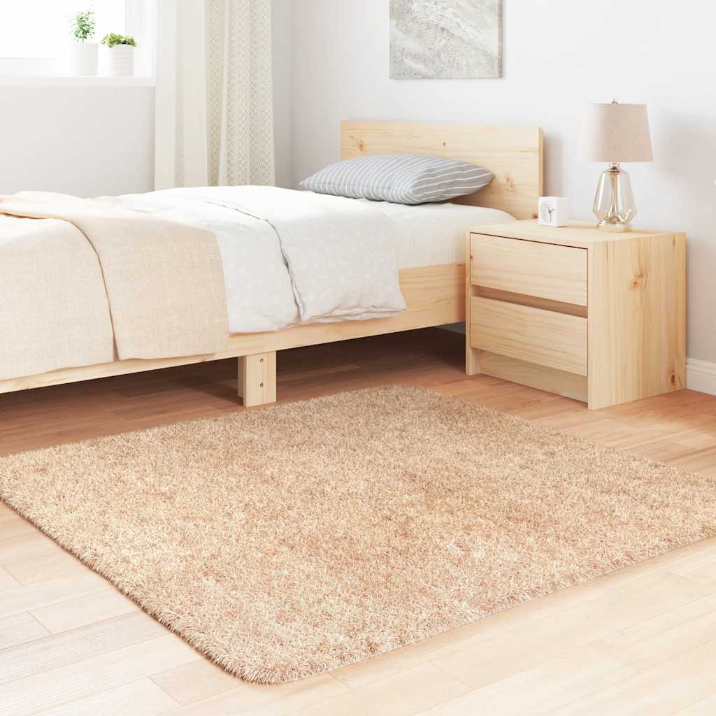 vidaXL Tapis à poils longs shaggy NAVARRA Beige 120x120 cm Polyester