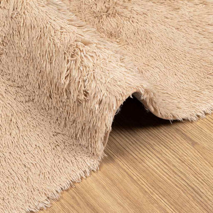 vidaXL Tapis à poils longs shaggy NAVARRA Beige 120x120 cm Polyester