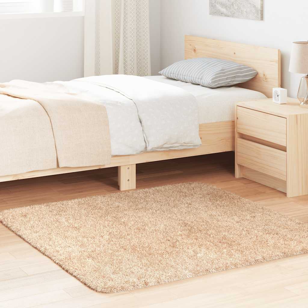 vidaXL Tapis à poils longs shaggy NAVARRA Beige 120x120 cm Polyester