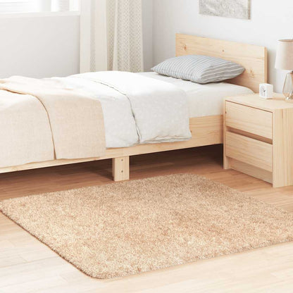 vidaXL Tapis à poils longs shaggy NAVARRA Beige 120x120 cm Polyester