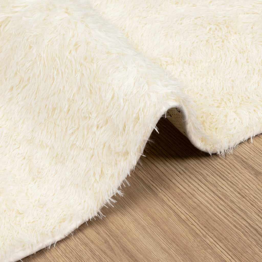 vidaXL Tapis à poils longs shaggy NAVARRA Crème 120x120 cm Polyester