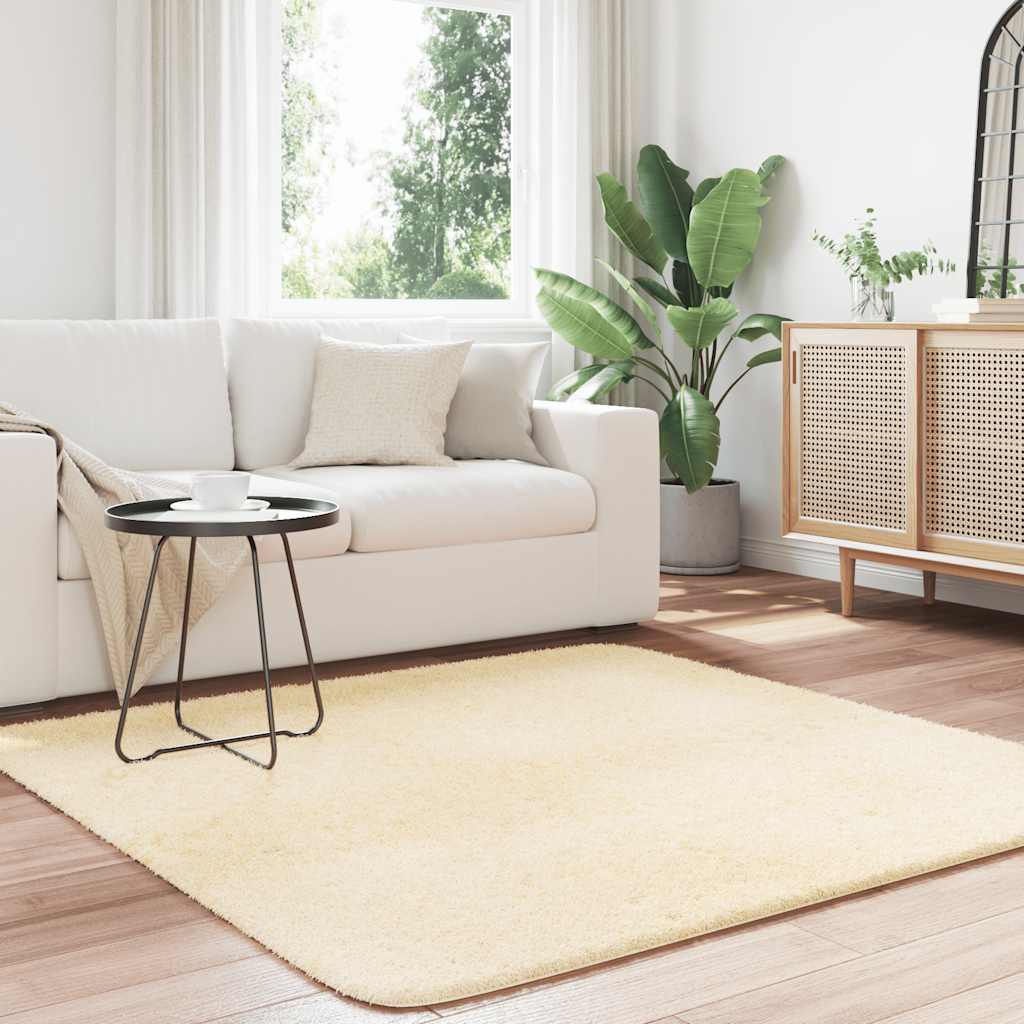 vidaXL Teppich Shaggy Hochflor NAVARRA Creme 160x160 cm Polyester