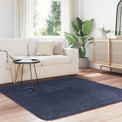 vidaXL Tapis à poils longs shaggy NAVARRA Bleu marine 160x160 cm Polyester