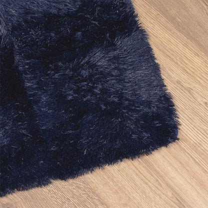 vidaXL Tapis à poils longs shaggy NAVARRA Bleu marine 160x160 cm Polyester