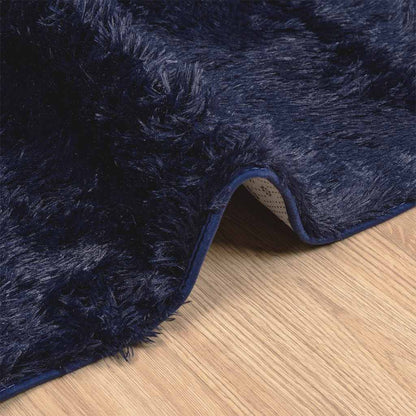vidaXL Tapis à poils longs shaggy NAVARRA Bleu marine 160x160 cm Polyester