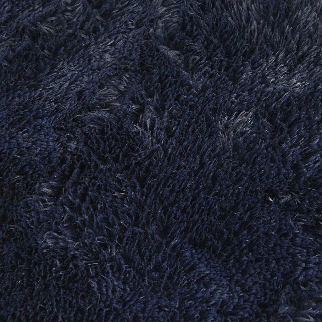 vidaXL Tapis à poils longs shaggy NAVARRA Bleu marine 160x160 cm Polyester