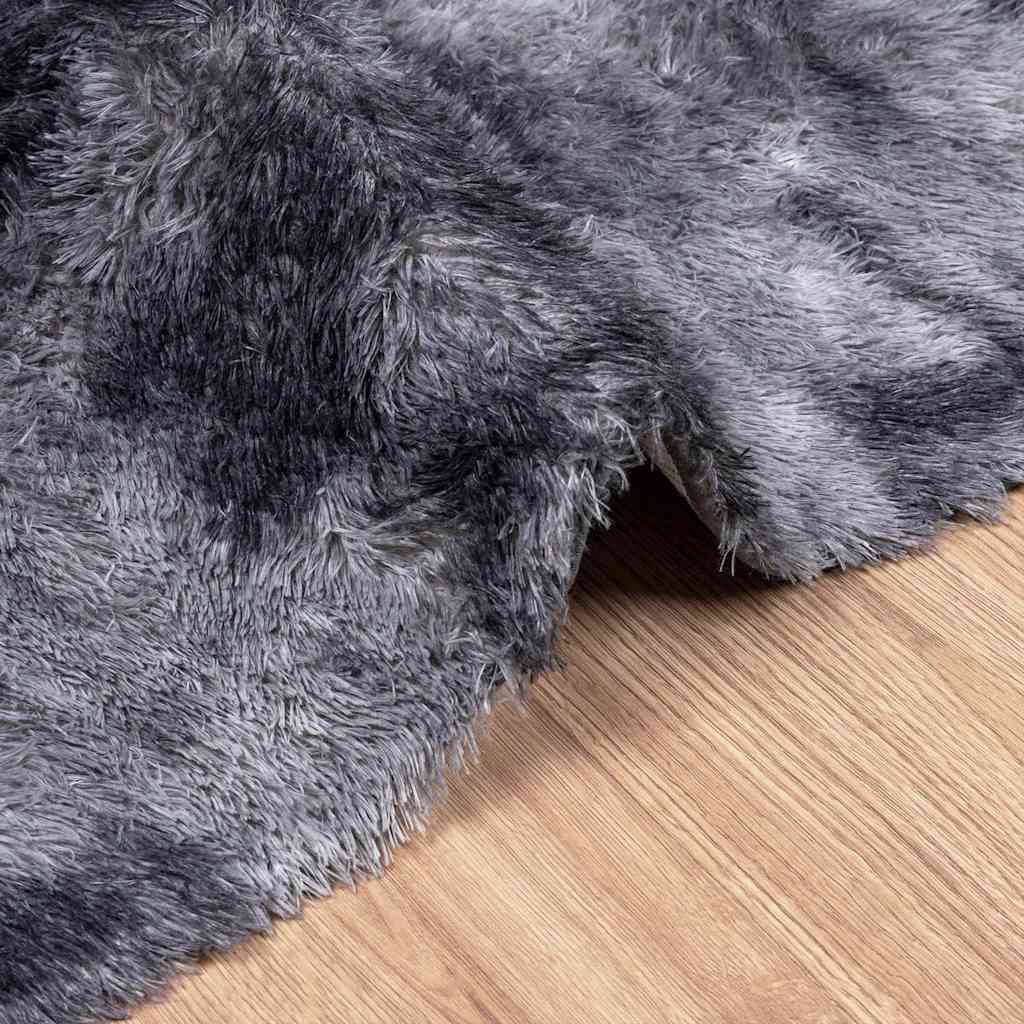 vidaXL Teppich Shaggy Hochflor NAVARRA Dunkelgrau 200x200 cm Polyester