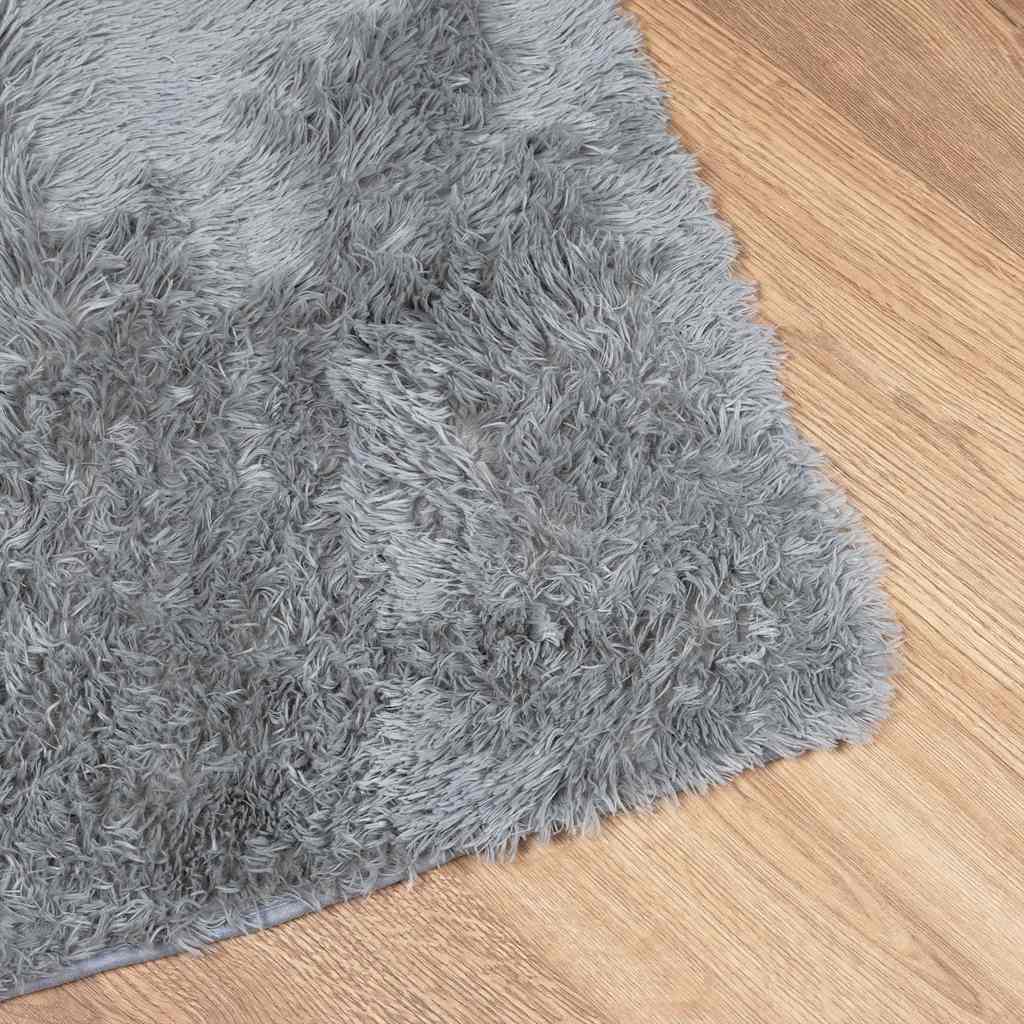 vidaXL Teppich Shaggy Hochflor NAVARRA Hellgrau 200x200 cm Polyester