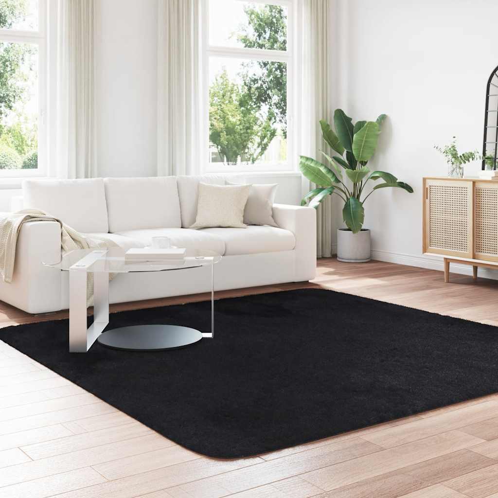 vidaXL Teppich Shaggy Hochflor NAVARRA Schwarz 240x240 cm Polyester