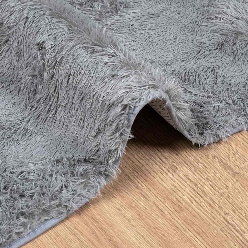 vidaXL Teppich Shaggy Hochflor NAVARRA Hellgrau 240x240 cm Polyester