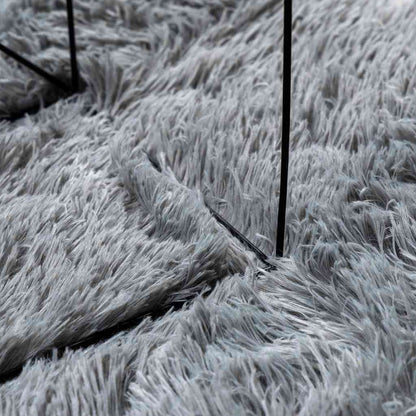vidaXL Teppich Shaggy Hochflor NAVARRA Hellgrau 240x240 cm Polyester