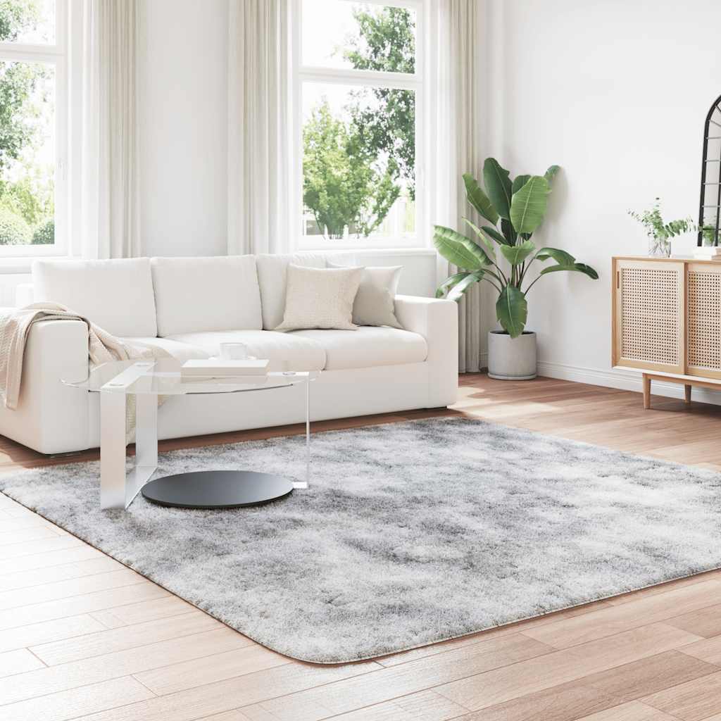 vidaXL Teppich Shaggy Hochflor NAVARRA Silbergrau 240x240 cm Polyester