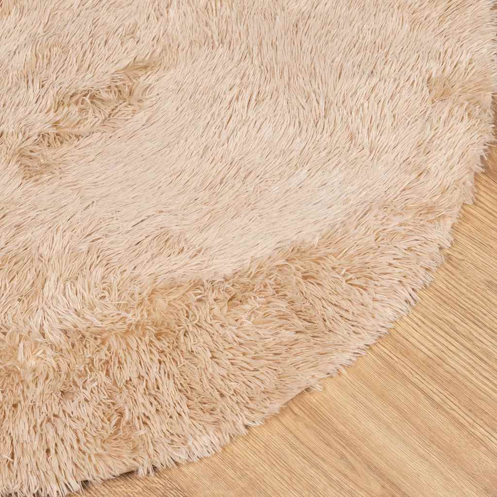 vidaXL Tapis à poils longs Shaggy NAVARRA Beige 100x100 cm Polyester