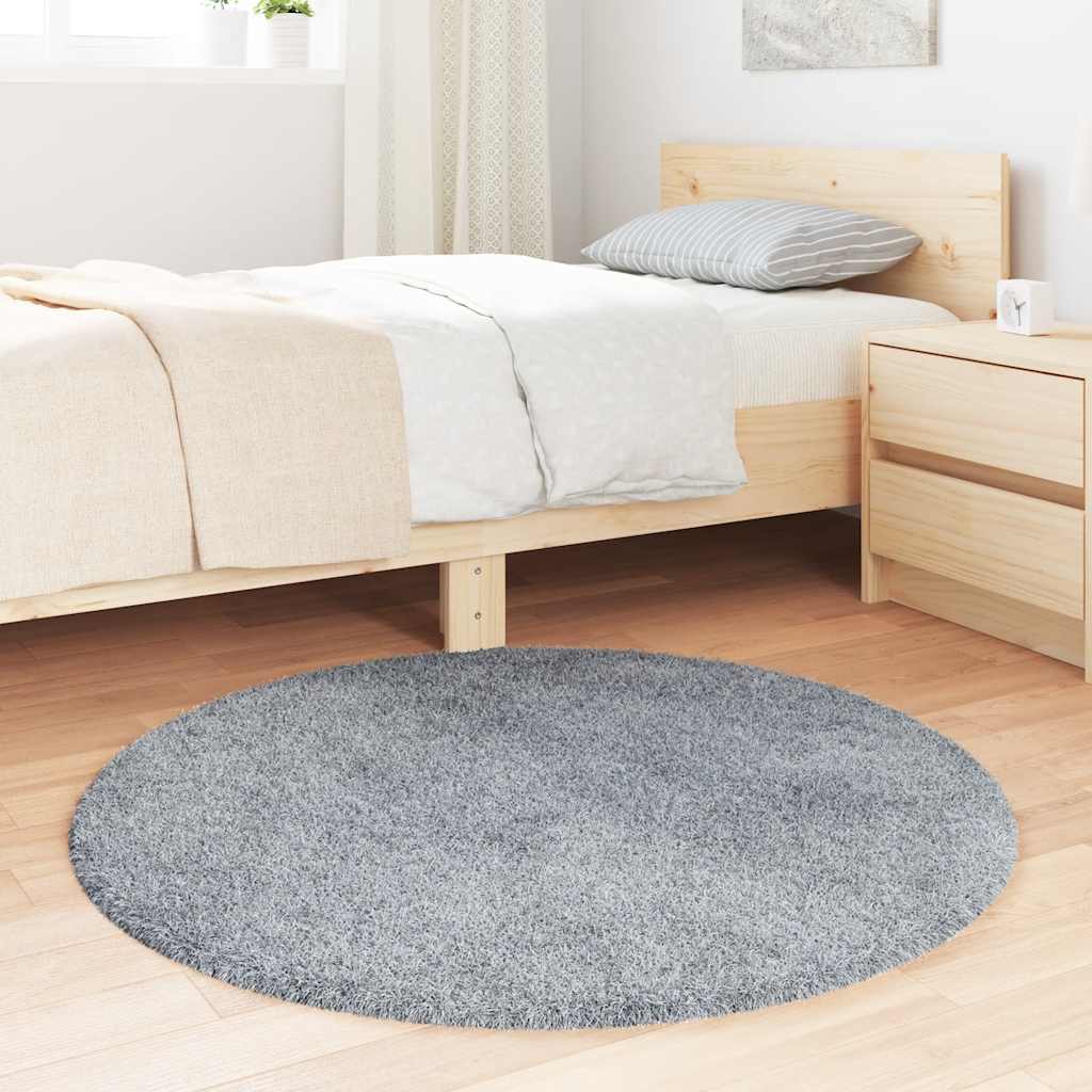 vidaXL Tapis à poils longs Shaggy NAVARRA Gris clair 100x100 cm Polyester
