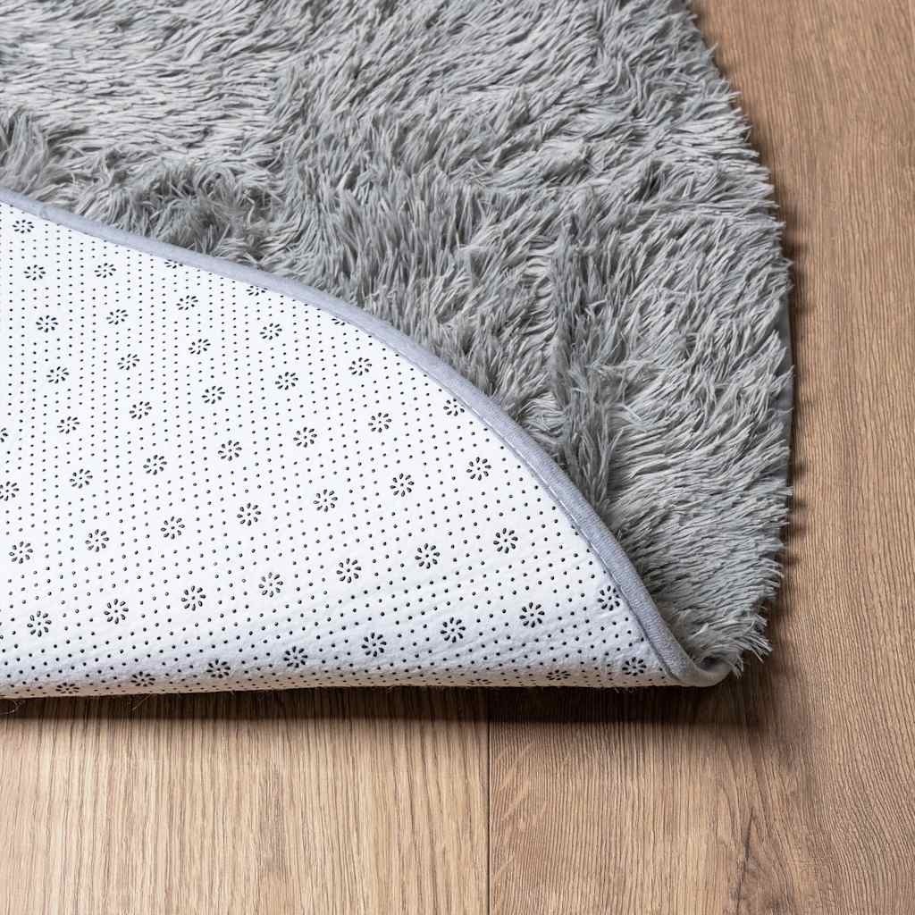 vidaXL Tapis à poils longs Shaggy NAVARRA Gris clair 100x100 cm Polyester