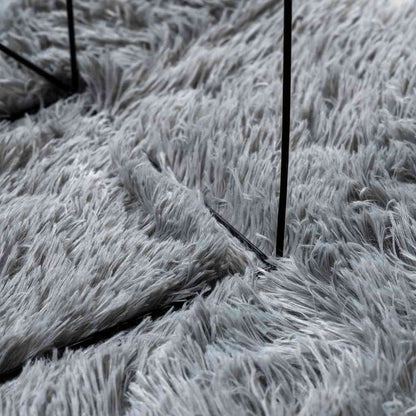 vidaXL Tapis à poils longs Shaggy NAVARRA Gris clair 100x100 cm Polyester