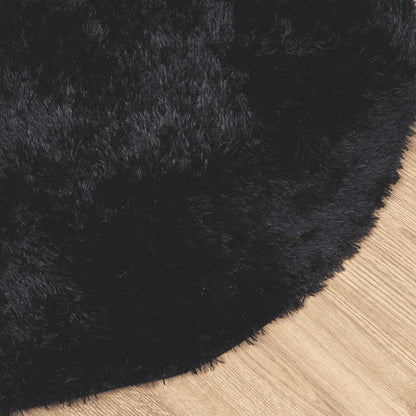 vidaXL Tapis à poils longs Shaggy NAVARRA Noir 120x120 cm Polyester