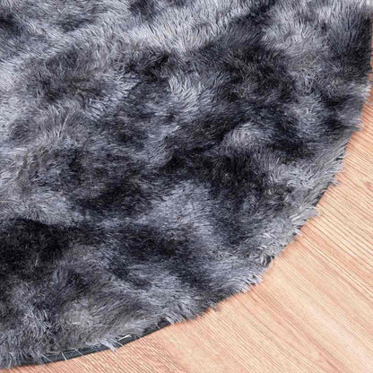 vidaXL Tapis shaggy à poils longs NAVARRA Gris foncé 120x120 cm Polyester