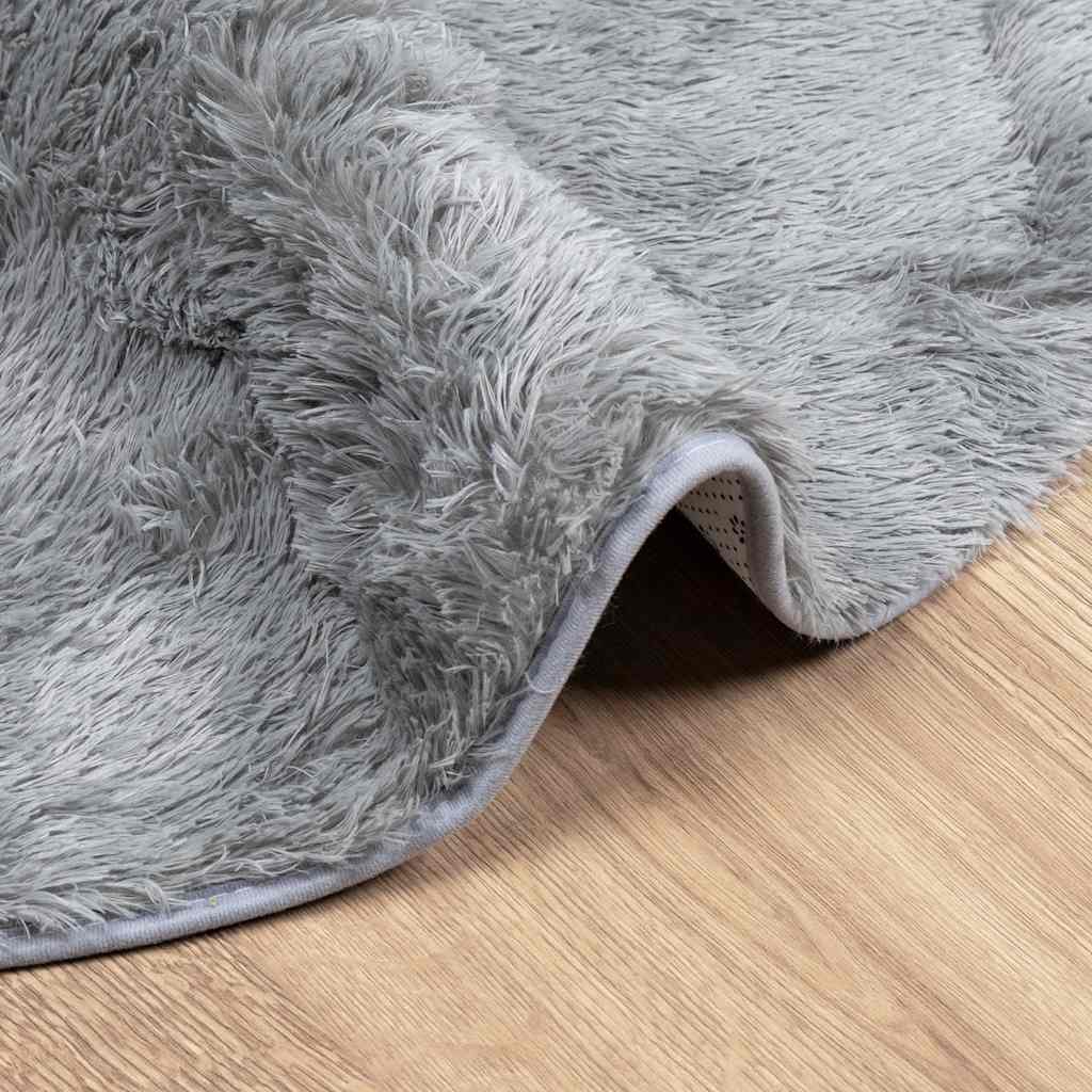 Teppich Shaggy Hochflor NAVARRA Hellgrau 120x120 cm Polyester