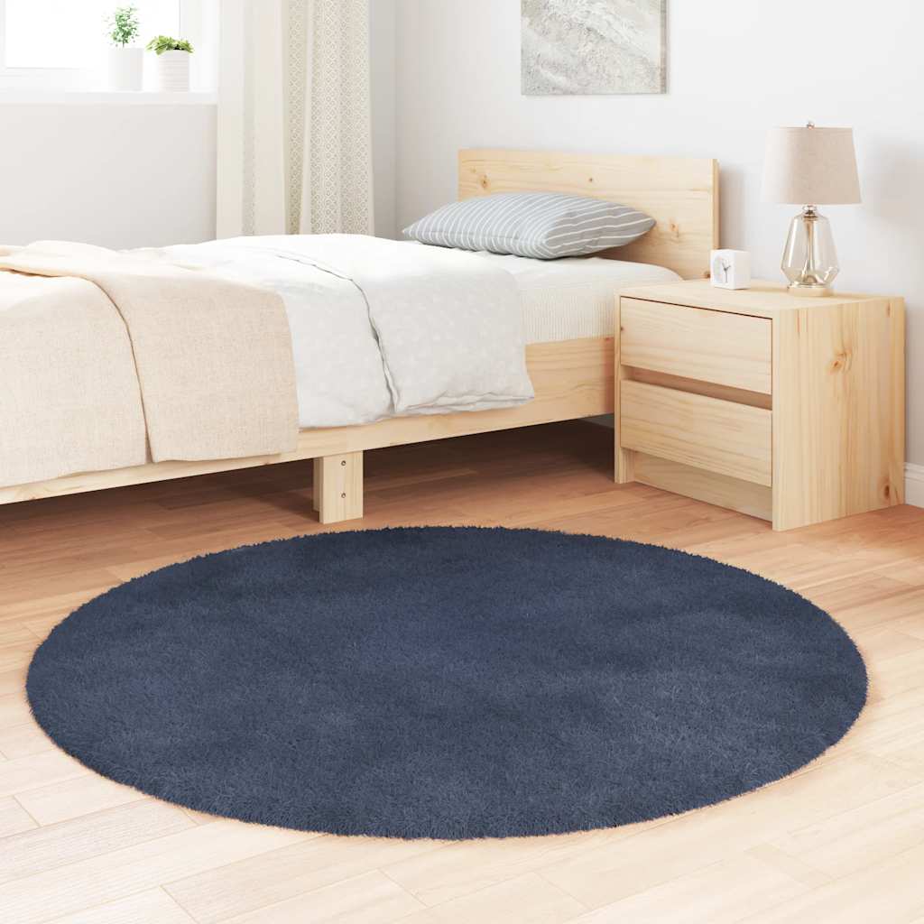 vidaXL Teppich Shaggy Hochflor NAVARRA Marineblau 120x120 cm Polyester