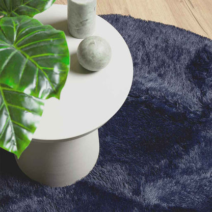 vidaXL Teppich Shaggy Hochflor NAVARRA Marineblau 120x120 cm Polyester