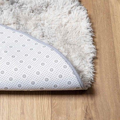 vidaXL Teppich Shaggy Hochflor NAVARRA Silbergrau 120x120 cm Polyester