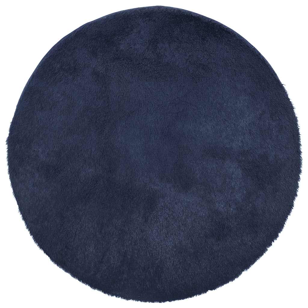 vidaXL Tapis à poils longs Shaggy NAVARRA Bleu marine 160x160 cm Polyester