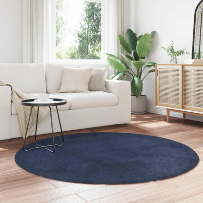 vidaXL Tapis à poils longs Shaggy NAVARRA Bleu marine 160x160 cm Polyester