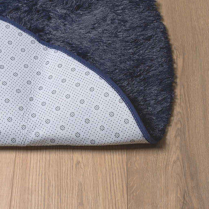 vidaXL Tapis à poils longs Shaggy NAVARRA Bleu marine 160x160 cm Polyester