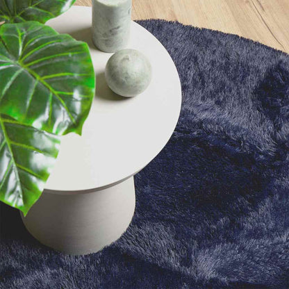 vidaXL Tapis à poils longs Shaggy NAVARRA Bleu marine 160x160 cm Polyester