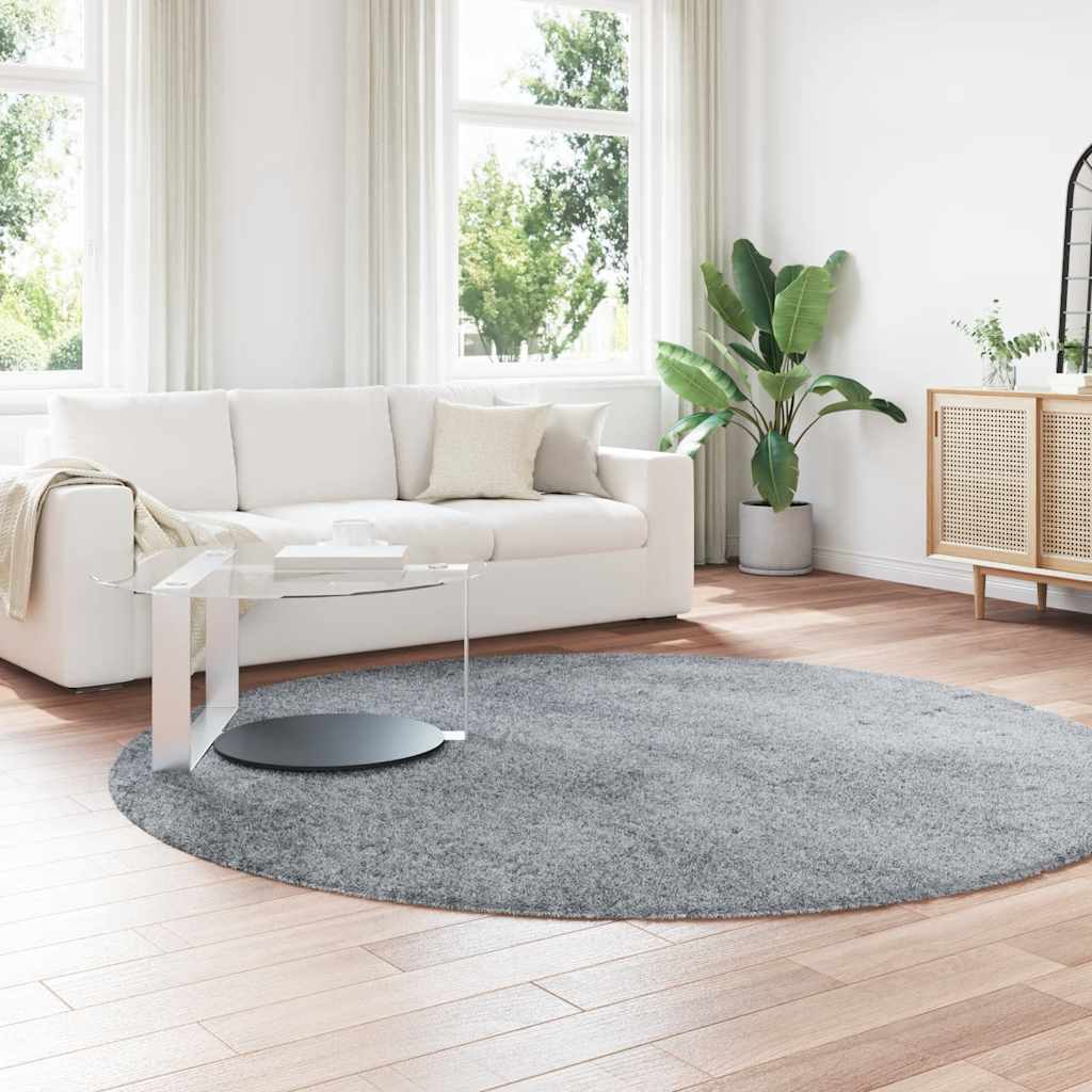 vidaXL Teppich Shaggy Hochflor NAVARRA Hellgrau 240x240 cm Polyester