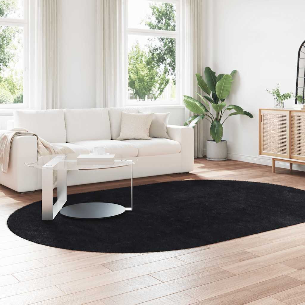 vidaXL Teppich Shaggy Hochflor NAVARRA Schwarz 300x200 cm Polyester