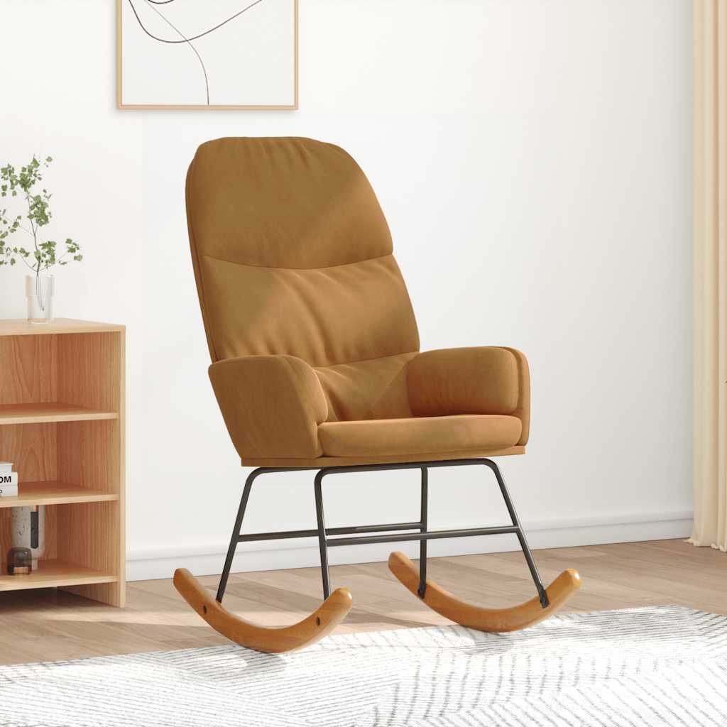 Schaukelstuhl Braun Samt
