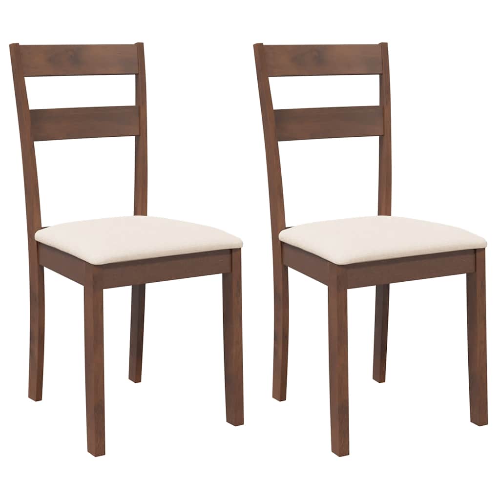 vidaXL Chaises de salle à manger avec coussins 2 pcs Marron Bois d'hévéa massif