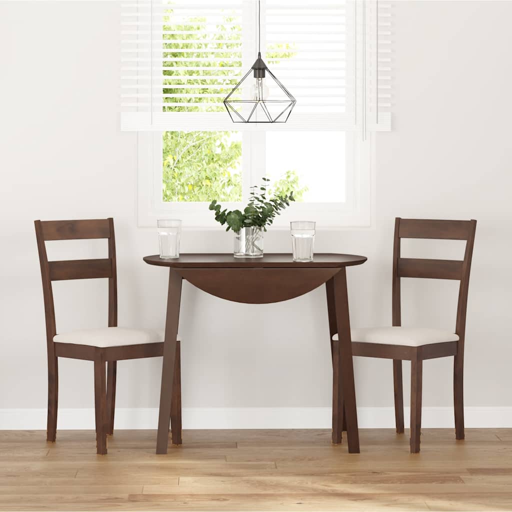 vidaXL Chaises de salle à manger avec coussins 2 pcs Marron Bois d'hévéa massif